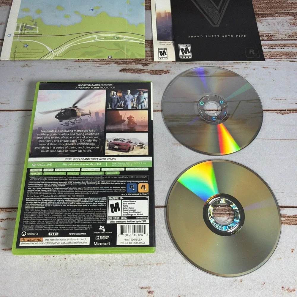 Grand Theft Auto V Xbox 360 Video Game. Complete.